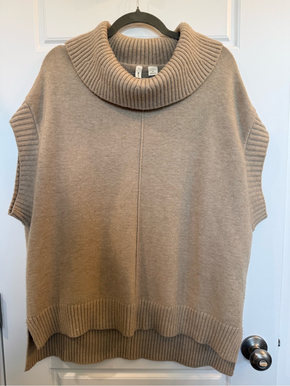 Anthropologie Taupe Cowl-Neck Sleeveless Sweater